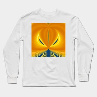 ESCAPE TO THE BEACH. Abstract symmetrical design in vivid yellow and bright blue Long Sleeve T-Shirt